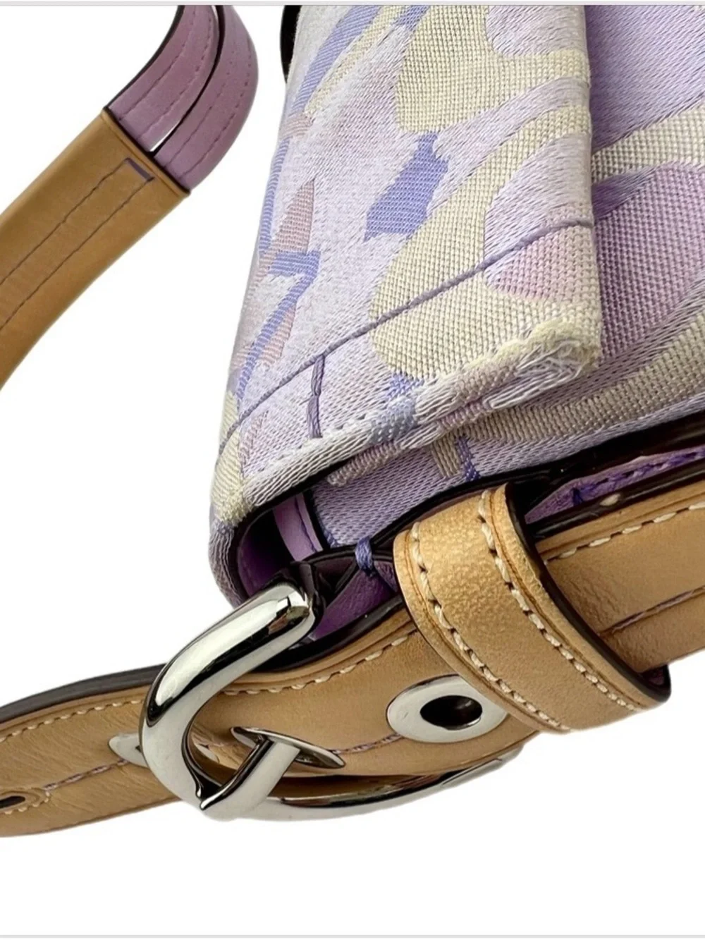 COACH Purple Soho Signature LADYBUG Shoulder Bag/Leather Buckle Style 1555 Y2K - Picture 13 of 16
